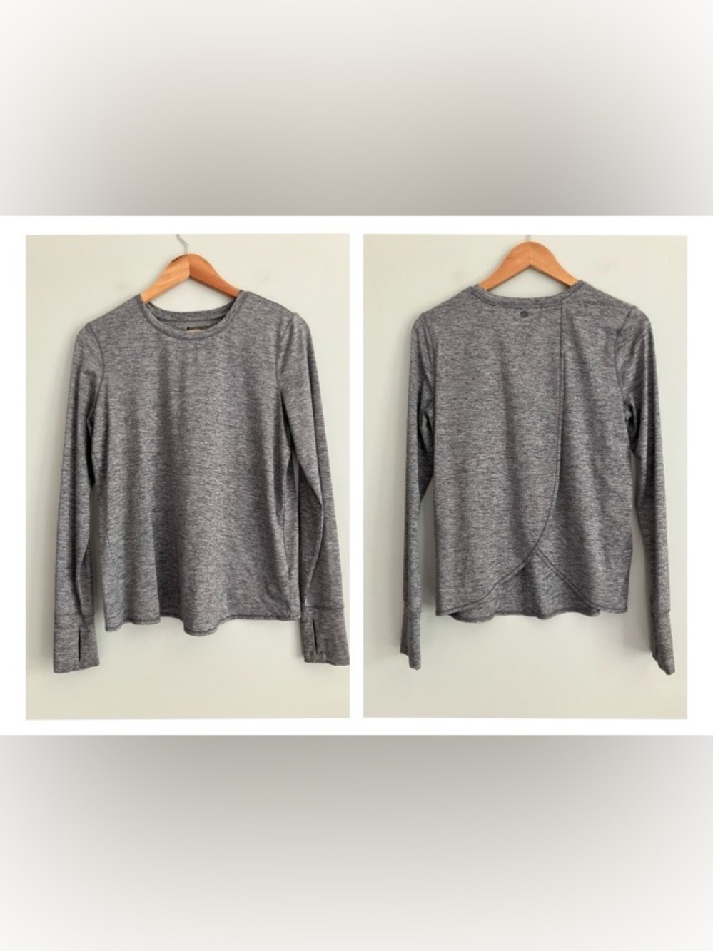 ATHLETA Heather Grey Sunlover UPF Tulip Back Long Sleeve Athletic Top Size S